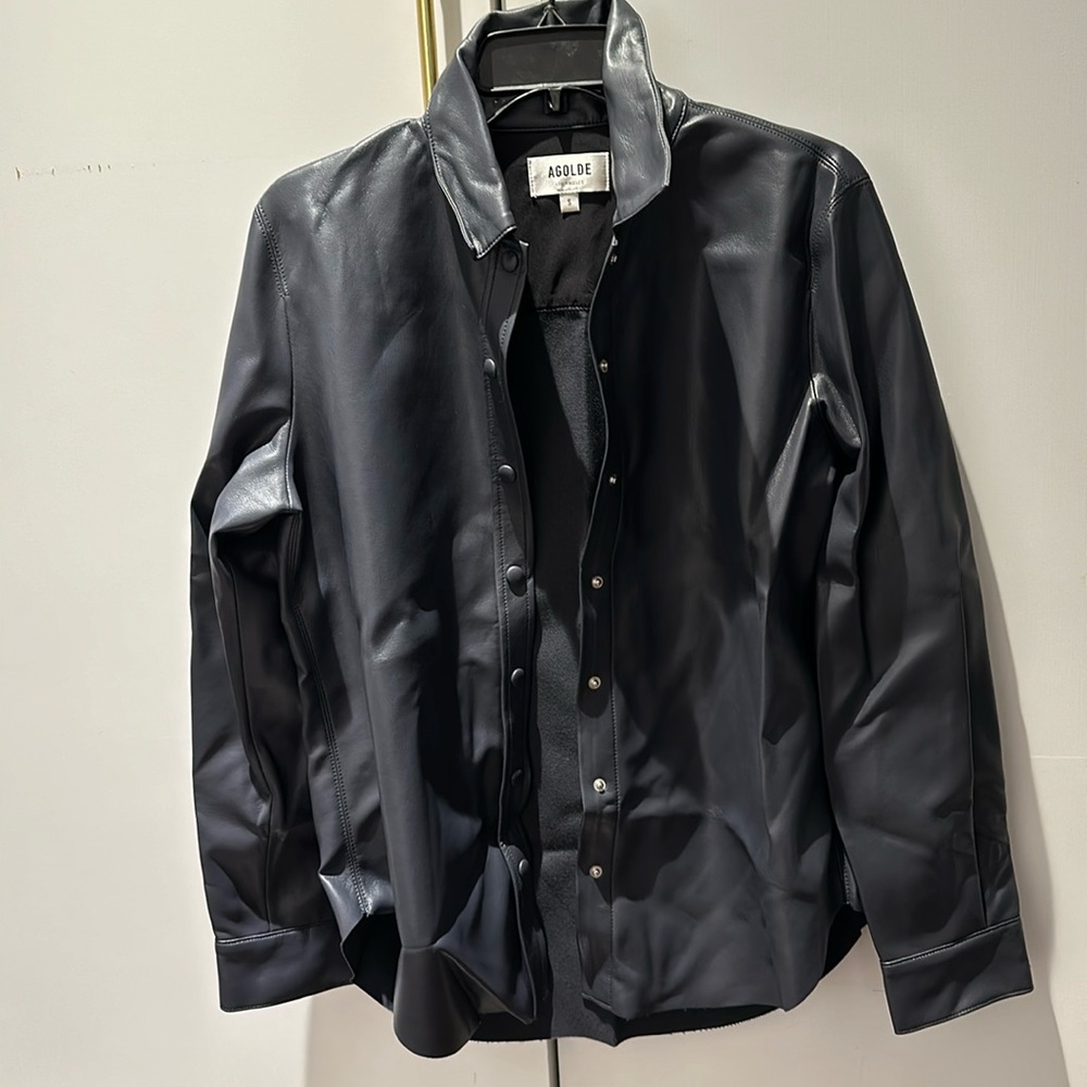 NEW AGOLDE Paloma Vegan Leather Shirt